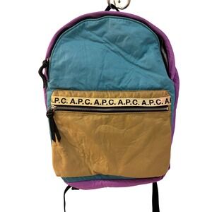 APC Sac A Dors Marc Backpack Turquoise Purple Tan Logo Tape Bag